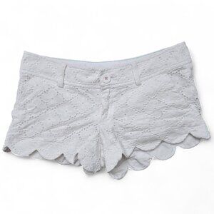 Lilly Pulitzer The Walsh Scalloped Hem Shorts Women's White Coquette Crochet 0